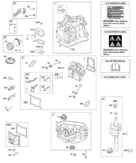 D - Ingranaggio albero a camme, coppa/coperchio scatola albero motore, albero motore, cilindro, testata del cilindro, pistone/segmento pistone/biella B&S - 10 €¦ 100802-0126-B8 brand Stihl